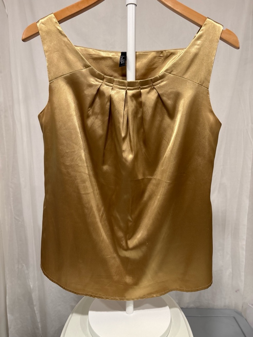 Essentials Gold Satin Pleated Camisole
